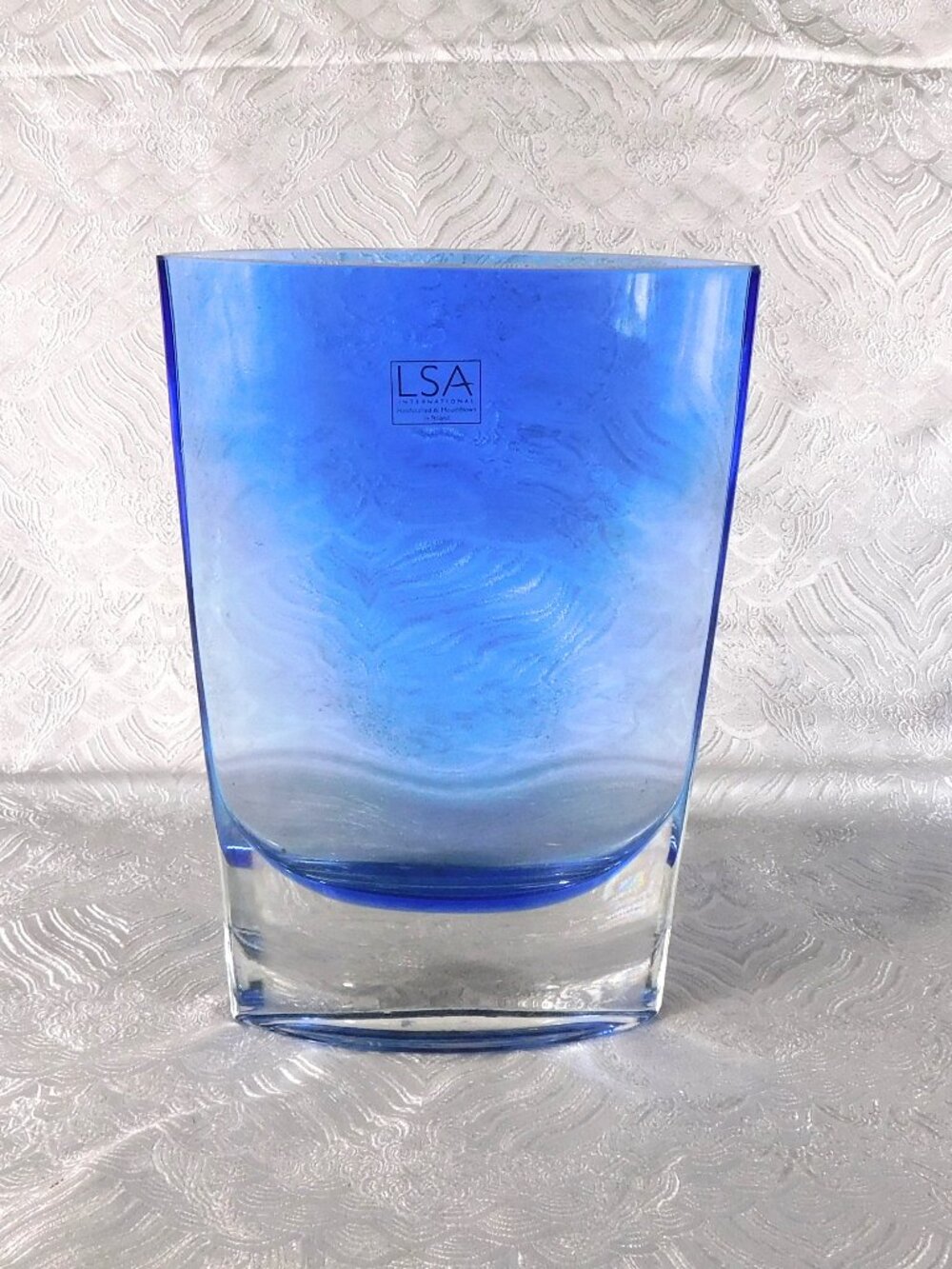 Slender Blue Art Glass Vase by LSA Poland # 27674